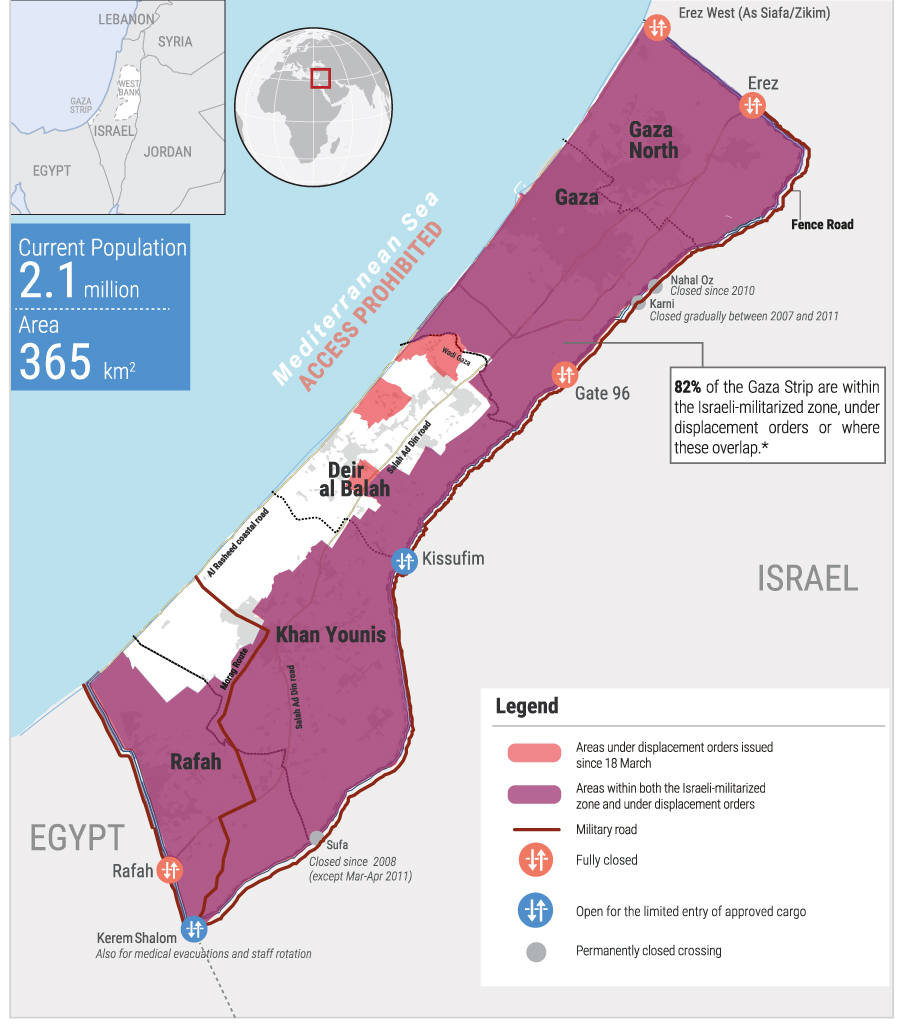 OCHA access and displacement map, 7 October 2025