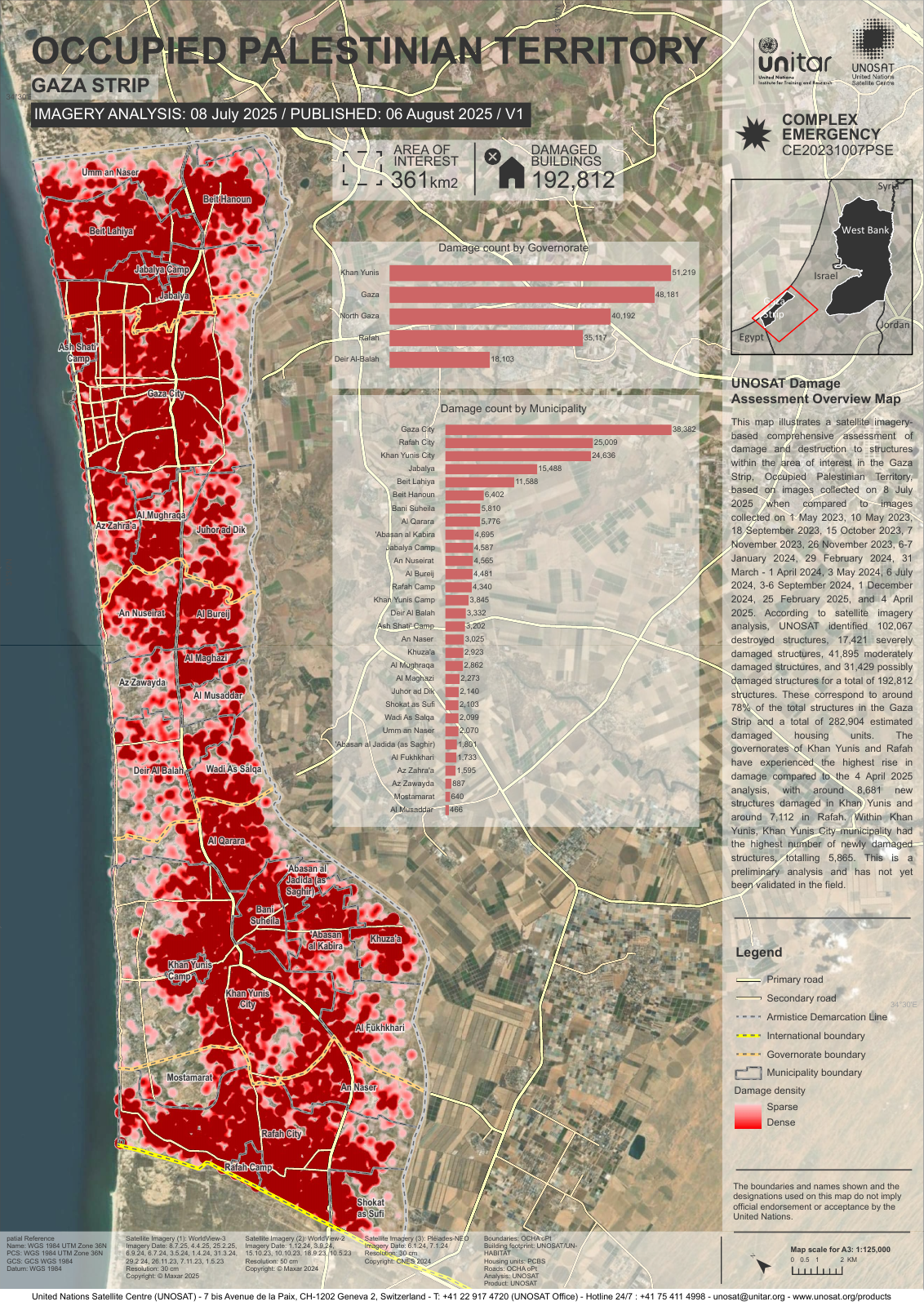 UNOSAT damage assessment map, imagery 8 July 2025